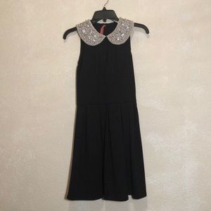 Eight Sixty Black Ponte Dress with Pearl Collar S